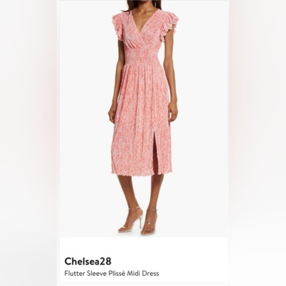 Chelsea 28 Flutter sleeve Plisse Midi Dress